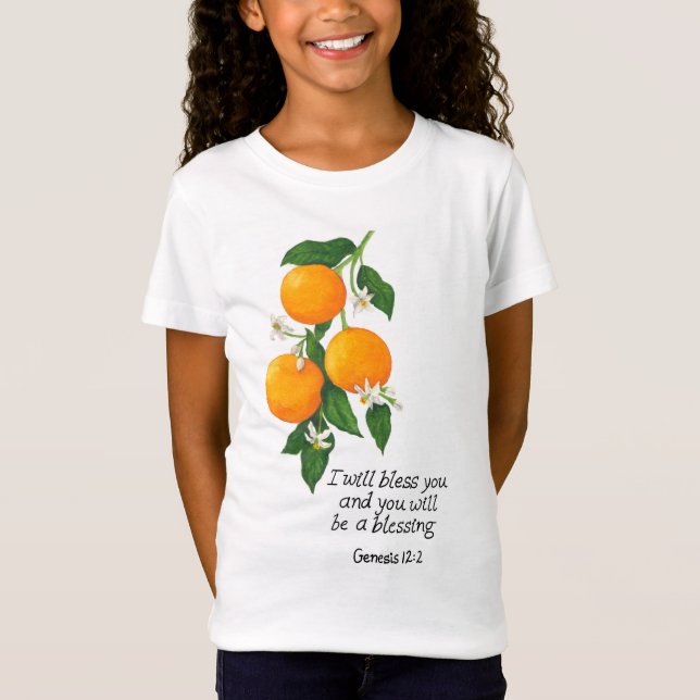 Apelsin Frukt Genesis 12:2 T Shirt (Framsida)