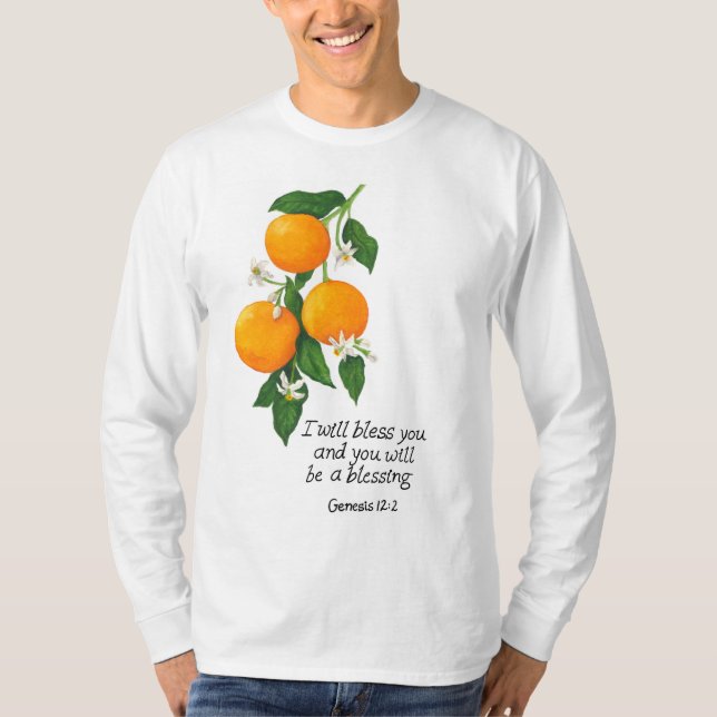 Apelsin Frukt Genesis 12:2 T Shirt (Framsida)