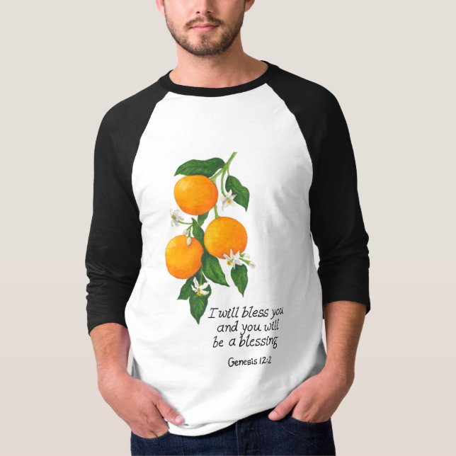 Apelsin Frukt Genesis 12:2 T Shirt (Framsida)