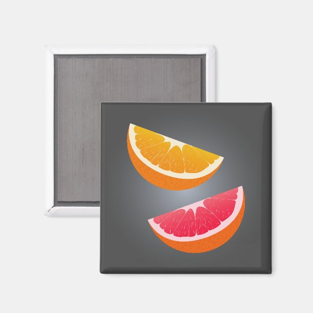 Apelsin & Grapefrukt Skiva Kylskåpsmagnet (Front/Back)