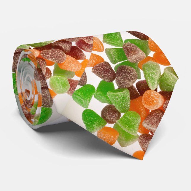 Apelsin grön röd tuggummigodissprinklad socker mön slips (Rullad)