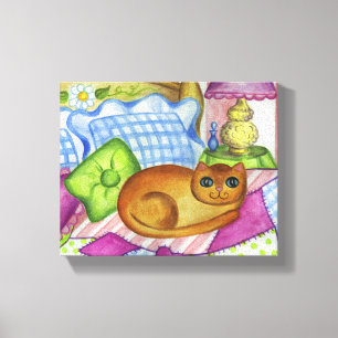 Apelsin Katt Canvas Väggkonst