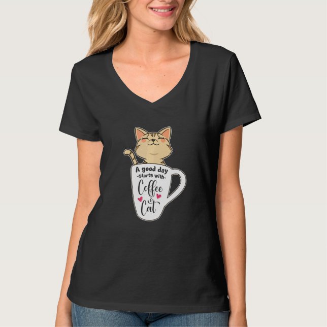 Apelsin Katt Kaffe Mugg Katt T Shirt (Framsida)