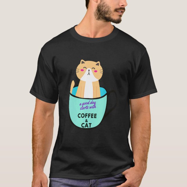 Apelsin Katt Kaffe Mugg Katt T Shirt (Framsida)