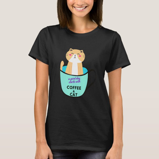 Apelsin Katt Kaffe Mugg Katt T Shirt (Framsida)