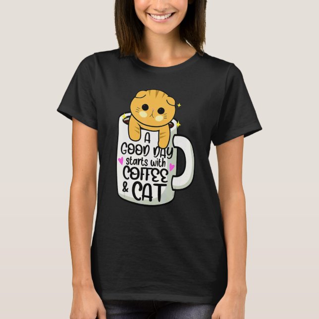 Apelsin Katt Kaffe Mugg Katt T Shirt (Framsida)