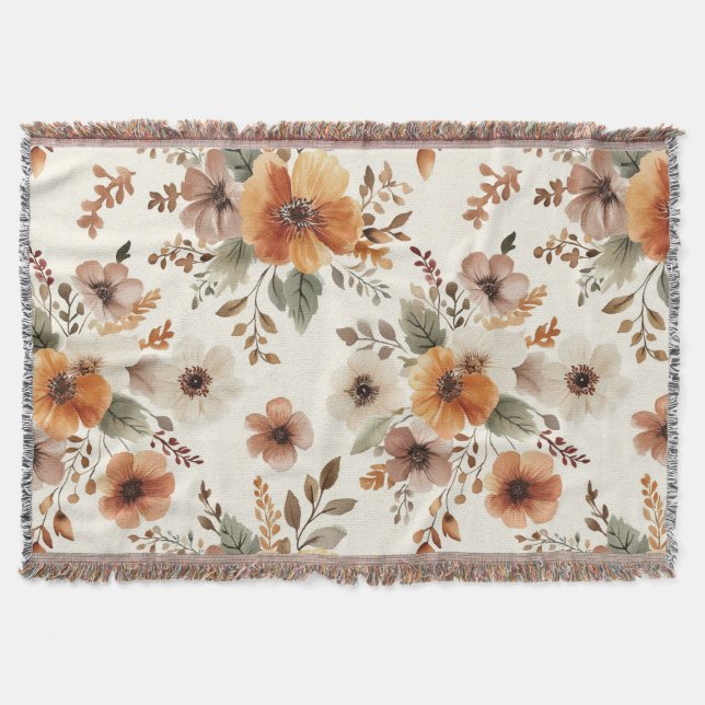 Apelsin Kräm Blommor Filt (Framsidan)