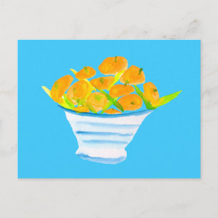Apelsin kumquat akvarell frukt vykort