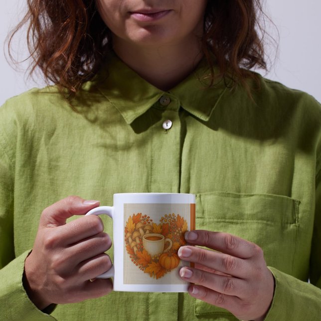 apelsin Mysig Höststämning kakao Pumpa Löv Kaffemugg (Skapare uppladdad)