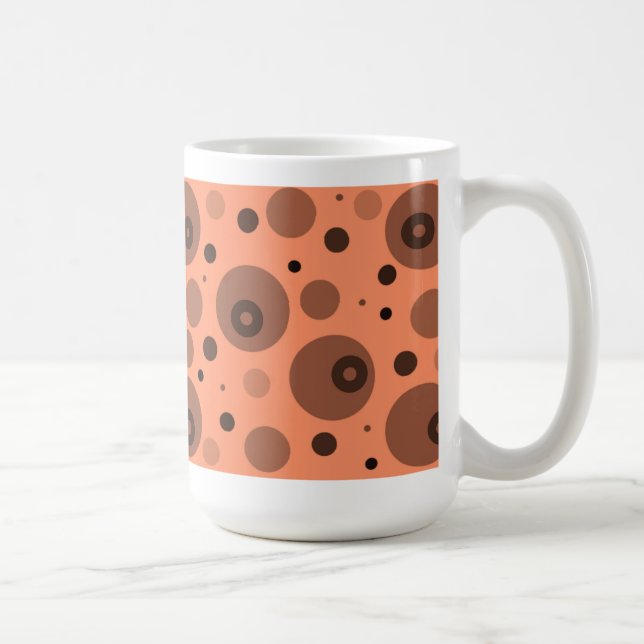 Apelsin- och bruna cirklar och prickar kaffemugg (Höger)