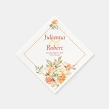 Apelsin- och gula akvarellblommiga servetter