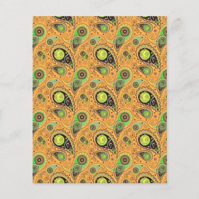 Apelsin paisley scrapbok bakgrundspapper (Framsida)