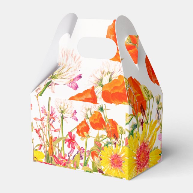 Apelsin, rosa och gula blomfavoritlåda presentaskar (Framsidan Sidan)