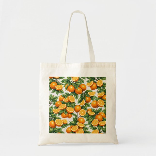 Apelsin Skivor Citrus Botanisk Mönster Tygkasse (Framsidan)