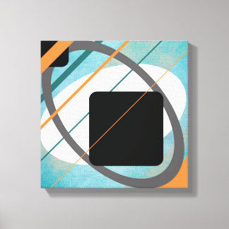 Apelsin & Turkos Geometrisk Design Lindad Canvas