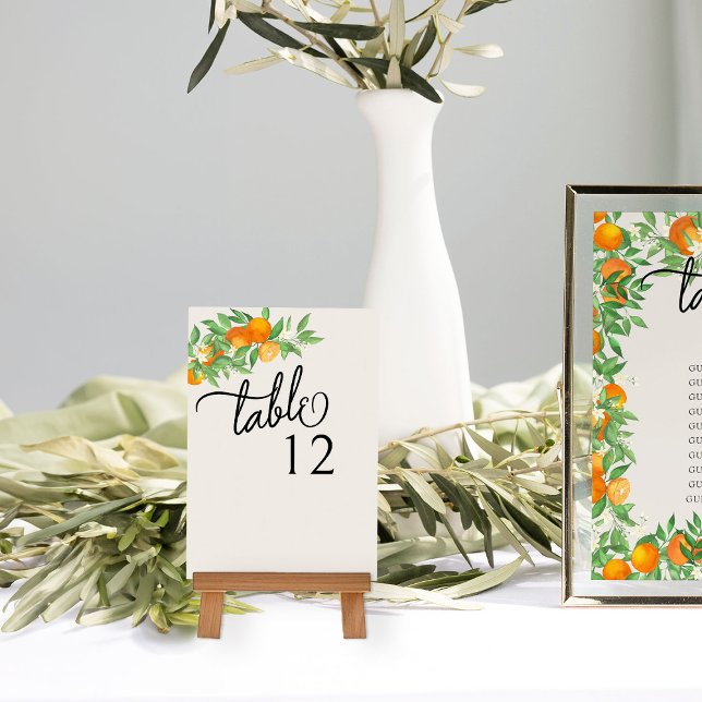 Apelsinblom Citrus Frukt Bröllop Bordsnummer (Table Number from the Orange Blossom Wedding Collection by Darling & May)
