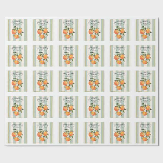 Apelsinblom - Medelhavscitrus Etikett Presentpapper (Platt)