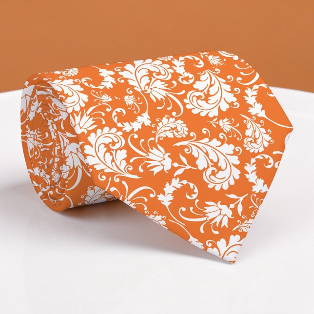 Apelsinblommig mönstrad specialbeställd slips (Skapare uppladdad)