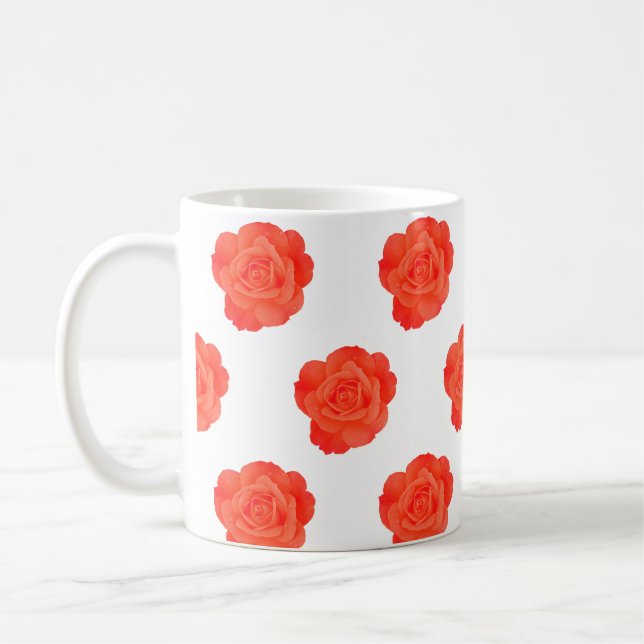 Apelsinblommiga rosor Blommor Anpassade konstgåvor Kaffemugg (Vänster)