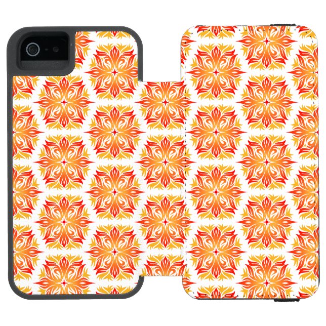 Apelsinblommor, blommönster, blomsterdesign incipio iPhone wallet skal (Folio Öppen)