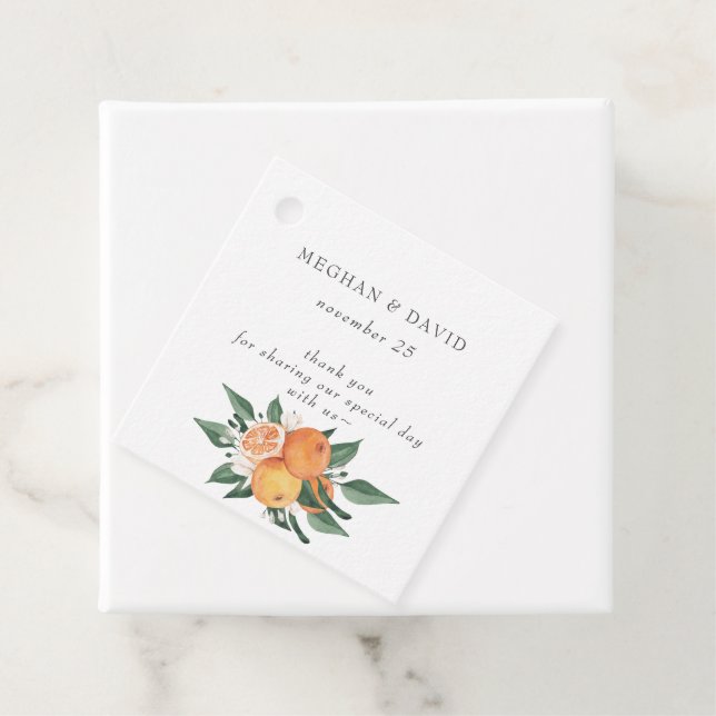 Apelsinblommor Citrus Botanisk Bröllop  Gåvor Etiketter (På plats)