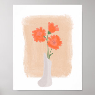 Apelsinblommor i vas Handritad konst Poster