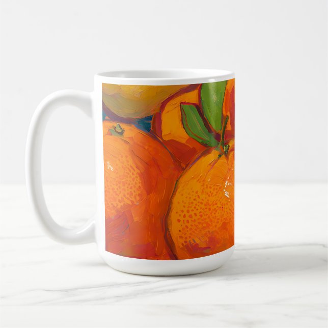 Apelsiner Citroner Stilleben Kaffemugg (Vänster)