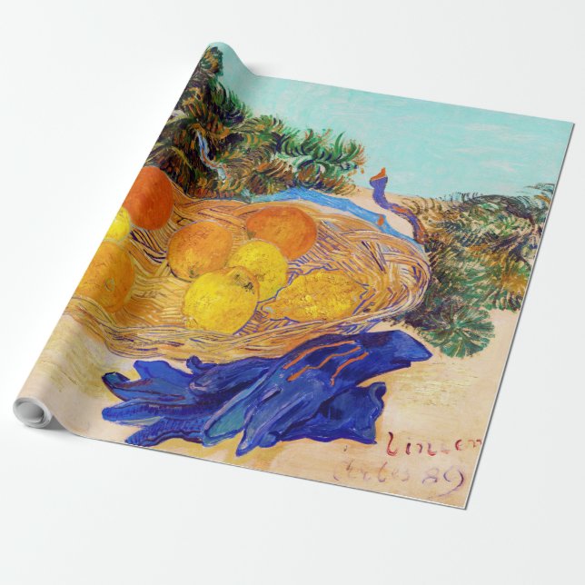 Apelsiner och citroner med blå handskar, Van Gogh Presentpapper (Utrullad)