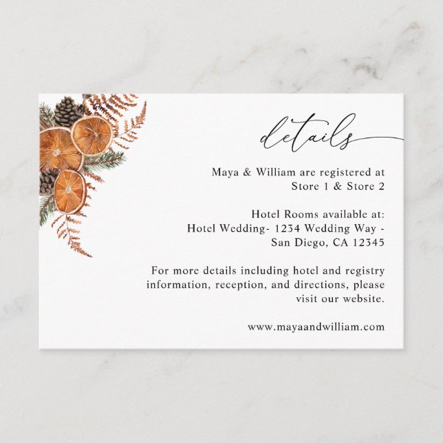 Apelsiner Rustik Holiday Detaljer Tilläggskort (Framsida)