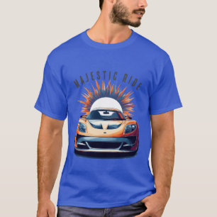 Apelsinfärgad sportbil solstrålning hastighet kons t shirt