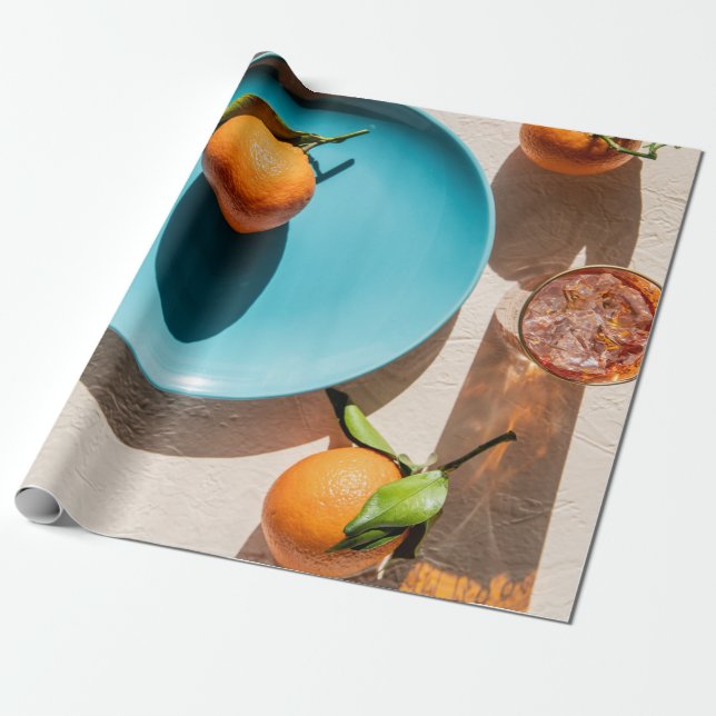Apelsinfrukt på tallrik presentpapper (Utrullad)