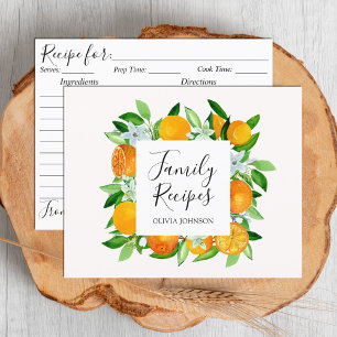 Apelsinfrukter och blommor Familj receptkort