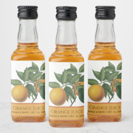 Apelsinjuice Bröllopsgåva Botaniska blad Citrus Spritflaskor Etikett