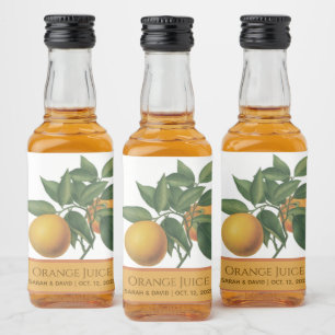 Apelsinjuice Bröllopsgåva Botaniska blad Citrus Spritflaskor Etikett