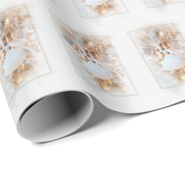 Apelsinornament med pärlbål och båge presentpapper (Rullad Hörn)