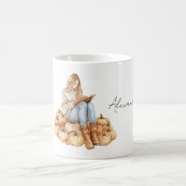 Apelsinpumpa Flicka med bok Kaffemugg