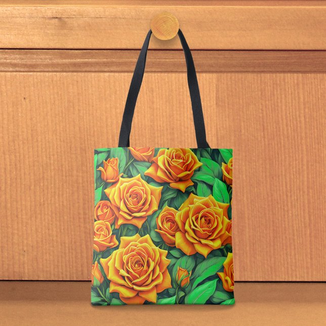 Apelsinrosor Handväskor Tygkasse (Tote bag with orange roses)