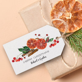 Apelsinskivor och kanel jul presentetikett