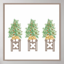 Apelsinträd Topiary Beige Chinoiserie  konsttryck 