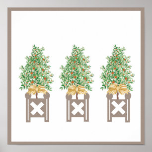 Apelsinträd Topiary Beige Chinoiserie konsttryck Poster