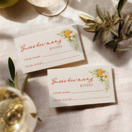 Aperol Bridal Shower How Many Kisses Bridal Game Tilläggskort