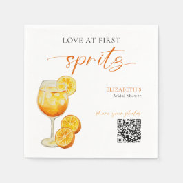 Aperol Kärlek vid Första Spritz QR Foto Bröllopsfe Pappersservett