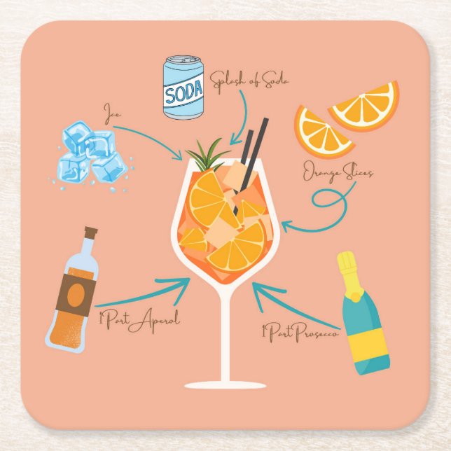 Aperol-recept Underlägg Papper Kvadrat (Framsidan)