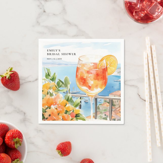 Aperol Spritz Amalfi Bröllopsdusch Pappersservett (Insitu)