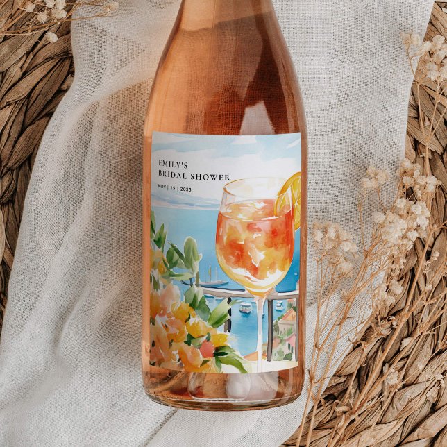 Aperol Spritz Amalfi Bröllopsdusch Vinflaska Etikett (Skapare uppladdad)