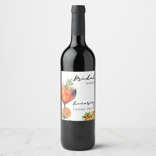 Aperol Spritz Apelsin Modern Bröllopsfest för Brud Vinflaska Etikett (Framsida)
