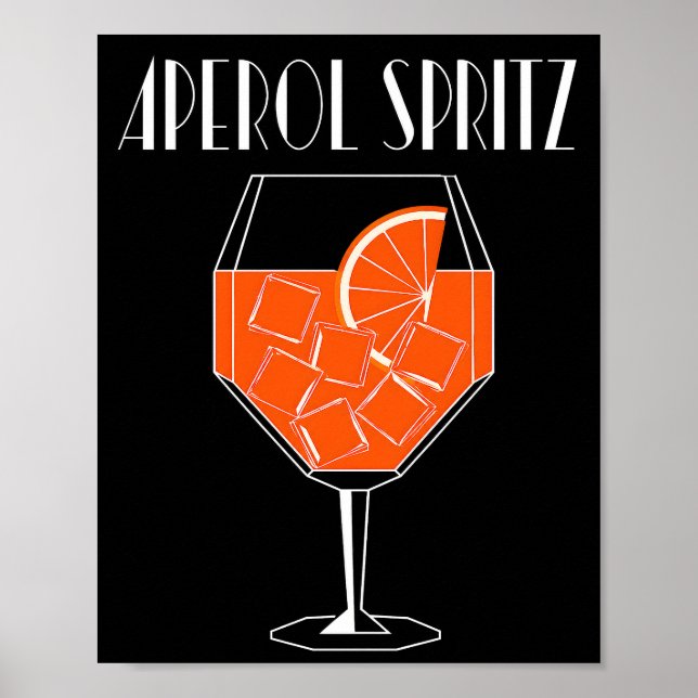 Aperol Spritz Art Deco Orange och Svart Cocktail Poster (Framsidan)