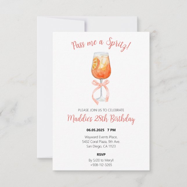 Aperol Spritz Birthday-inbjudan Tack Kort (Framsida)