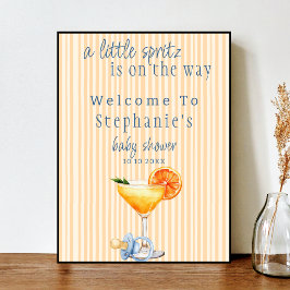 Aperol Spritz Blå Orange Citrus Pojke Baby Shower Poster