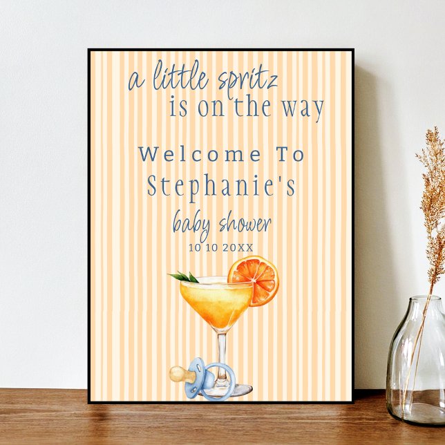 Aperol Spritz Blå Orange Citrus Pojke Baby Shower Poster (Skapare uppladdad)